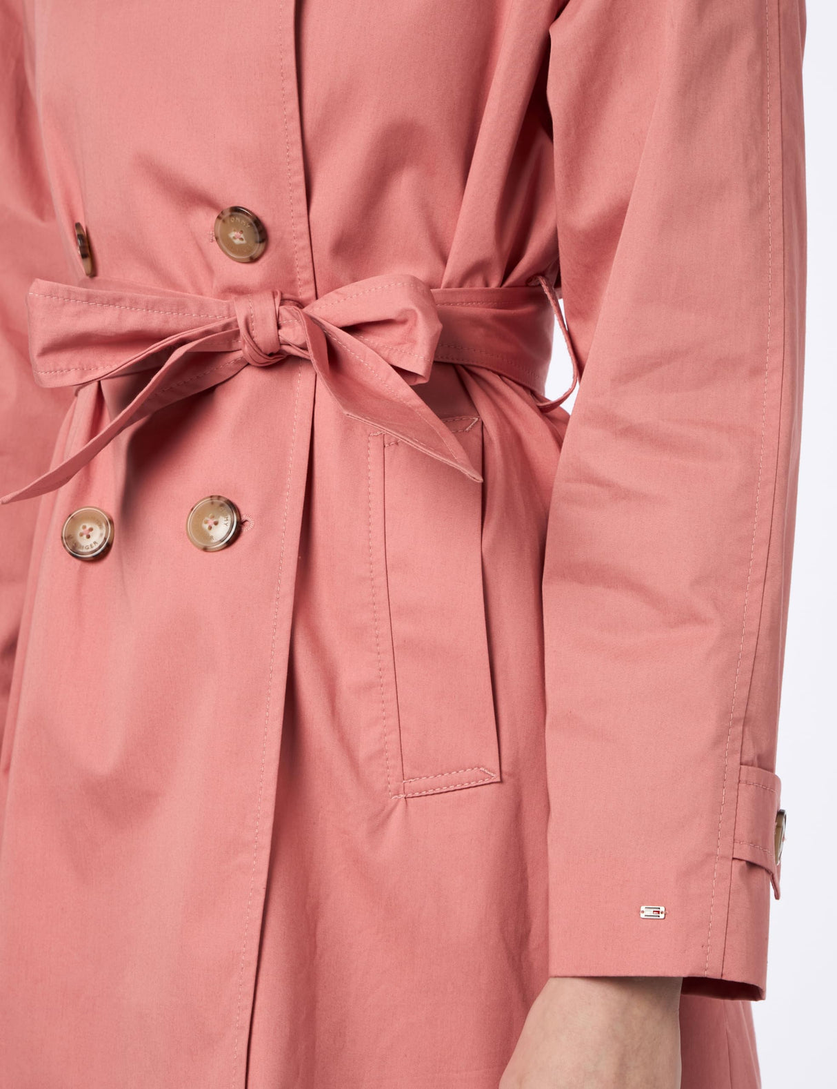 Tommy Hilfiger Abrigo Mujer Cotton Short Trench Gabardina, Rosa (Teaberry Blossom), 38