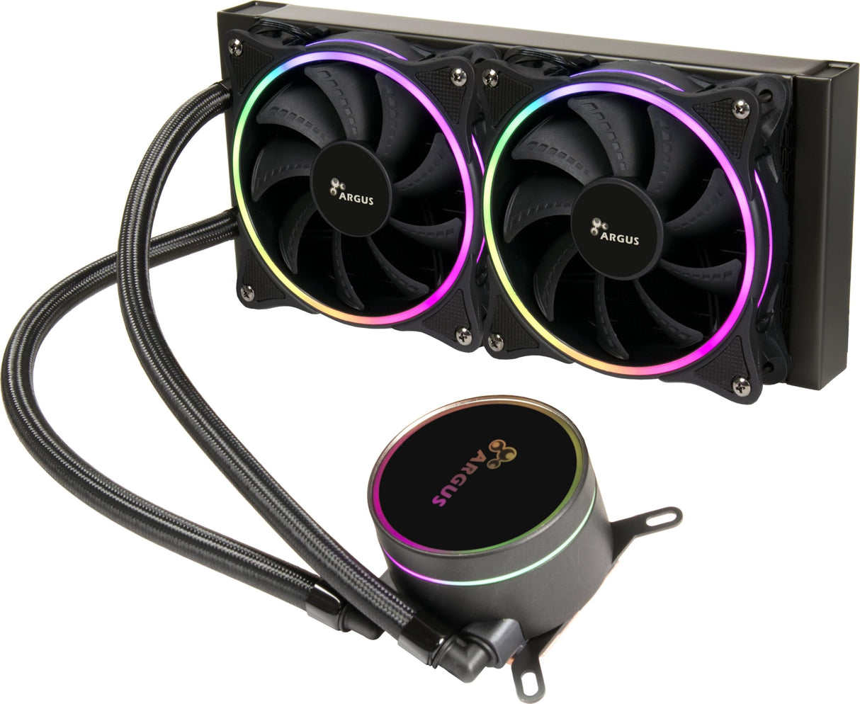 Inter-Tech Refrigeración por agua AIO de 240 mm con iluminación ARGB del ventilador y la bomba