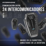 Interphone U-COM 8R Intercomunicador Casco Moto con tecnología Mesh 2.0, 24 Dispositivos a 1,6 km de Distancia, intercomunicador Compatible con TFT y GPS, Accesorios Moto, 18h de batería y Grado IP67
