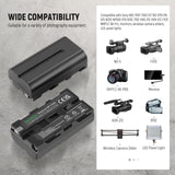 NEEWER 4 Pack Baterías de Repuesto NP-F550 de 7,4V 2600mAh con 4 Canales Cargador de Batería y Adaptador de Energía Compatible con NP-F550/750/770/970 FM500H QM71D QM91D Monitor de Campo Luz de Video
