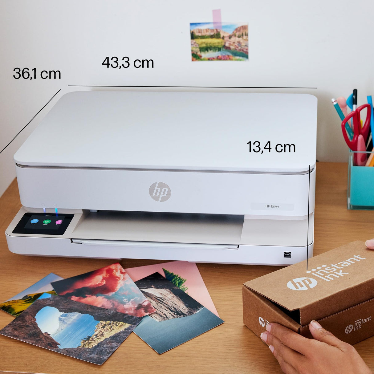 HP Envy 6120e 714L8B, Impresora multifunción de inyección de tinta A4 a color, Conexión Wi-Fi, Impresión a doble cara automática, hasta 10 ppm, 3 meses de impresión Instant Ink con HP+, Blanca