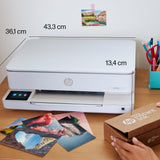HP Envy 6120e 714L8B, Impresora multifunción de inyección de tinta A4 a color, Conexión Wi-Fi, Impresión a doble cara automática, hasta 10 ppm, 3 meses de impresión Instant Ink con HP+, Blanca
