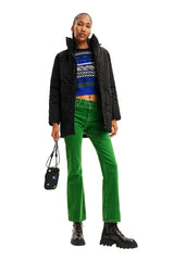 Desigual Padded_Tulip Abrigo Largo para Mujer de Lana Acolchada, Negro, M