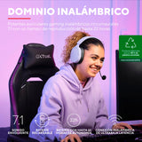 Trust Gaming GXT 491P Fayzo Cascos Gaming Inalámbricos Bluetooth + 2.4 GHz, 7.1 Sonido Envolvente, Batería de 22 Horas, Auriculares Inalámbricos RGB Over-Ear PC PS5 PS4 Switch - Morado