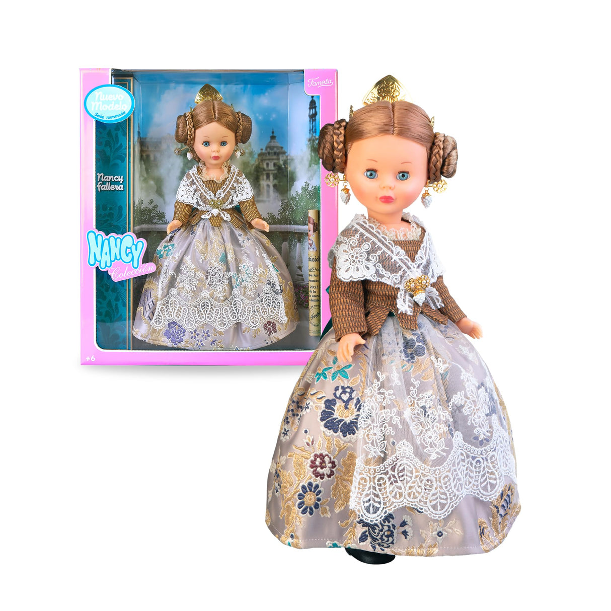 Nancy Colección Fallera Edición 2025, Muñeca de 42 cm, con Auténtico Traje Regional de la Comunidad Valenciana, Diseño y Accesorios hechos en Honor a las Fallas, Certificado Oficial, Famosa (NAL12000)