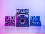 Trust Gaming GXT 658 Tytan 5.1 Sistema de Altavoces con Iluminación LED y Sonido Envolvente, Altavoz Alámbrico, Speaker para PC, Ordenador Portátil, Smart TV, Consola - Negro