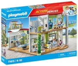 PLAYMOBIL Action Heroes 71615 Hospital Moderno, con Cuatro Figuras y Equipo médico, Hecho de más del 80% de Materiales reciclados y de Base biológica, Juguetes para niños y niñas a Partir de 4 años