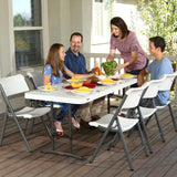 Lifetime 92123 - Mesa Plegable portátil Cuadrada Catering Ultrarresistente | Medidas 183x76cm, Altura Ajustable | Peso 15 kg, Duradera y Resistente | Capacidad 6 Personas