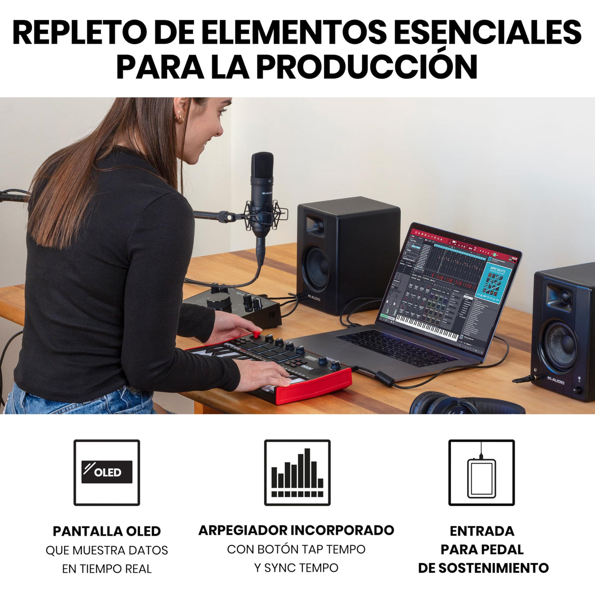 Akai Professional MPK Mini Play MK3 - Teclado Controlador MIDI con Altavoz y Sonidos Integrados, Pads MPC, Teclado Dinámico, Software de Producción Musical y Native Instruments Sound Package