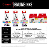 Multipack de tinta Canon - Cartuchos de tinta originales PGI-580/CLI-581 - Pack de 5 cartuchos (1 negro, 1 cian, 1 magenta, 1 amarillo y 1 negro de oficina)