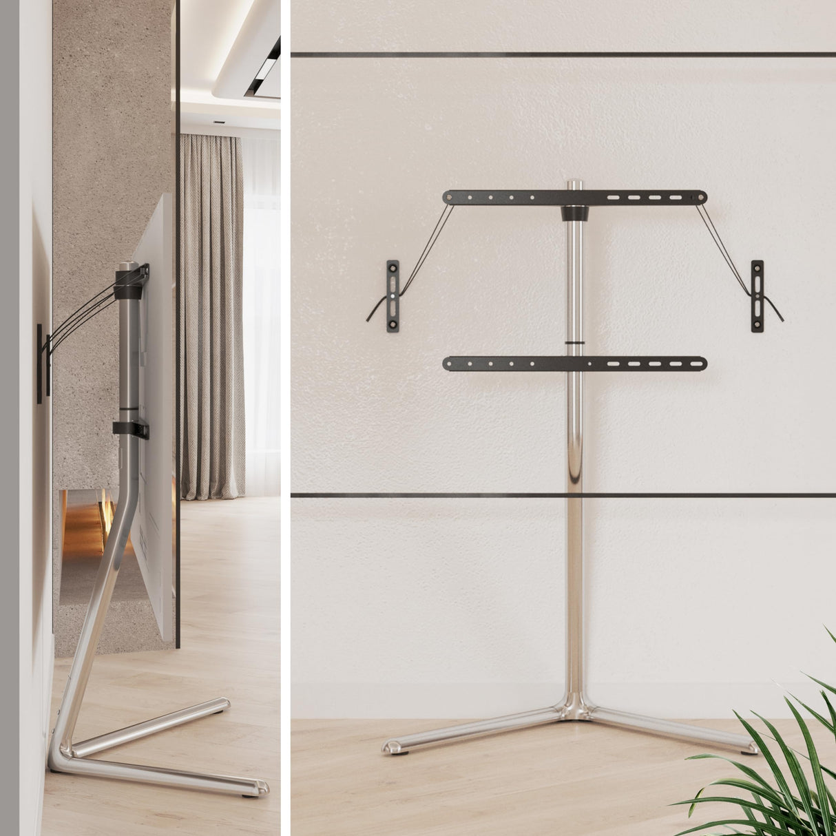 RICOO Soporte TV Base de pie Pedestal Suelo Televisión 49-70" (124–178cm) FS1764 Peana Stand Televisor LED LCD VESA 300x200-600x400