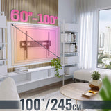 RICOO Soporte TV Pared Inclinable Fijo Extra-Plano Televisión 60-100" (152-254cm) N2396 Universal Televisor LED/LCD/Curvo VESA 300x200-600x400