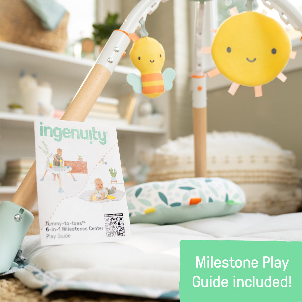 Ingenuity Tummy-to-Toes 6-in-1 Milestone Center Juguete para bebé, Multicolor, 0-48 Months (up 26lbs) (Kids2, Inc. 16904)