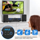 Pyle Amplificador de Sonido, Cine en casa, 800W, Bluetooth, Estereo, para el hogar, 4 Canales, con MP3/USB/SD/AUX/RCA/FM, Microfono, Auriculares, Volumen LED