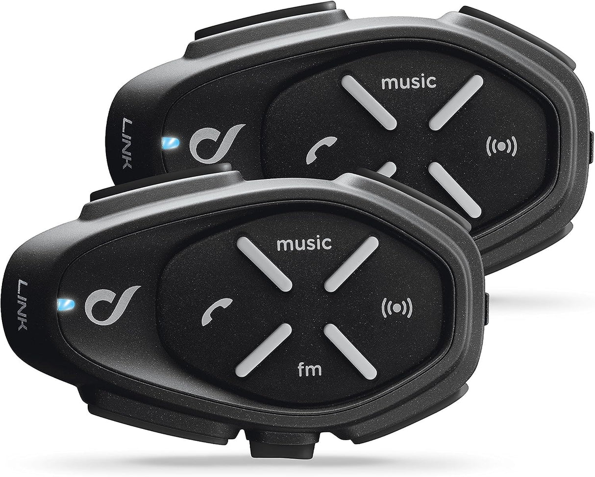 INTERPHONE Link HD - Doble – Intercomunicador para Casco de Moto, estéreo, Alta fidelidad, 40 mm, Uso piloto – piloto, Distancia 300 m, autonomía 20 Horas, GPS, TFT, Impermeable IPX67