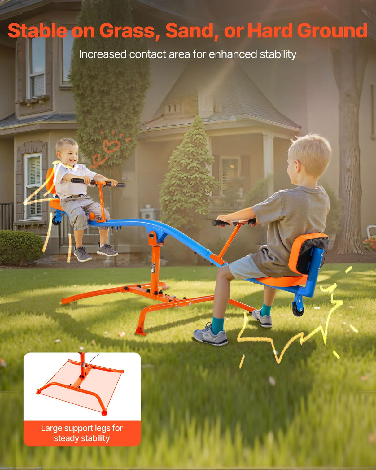 VEVOR- Balancín Infantil, Color Naranja Azul (Seesaw, 300 lbs Load)