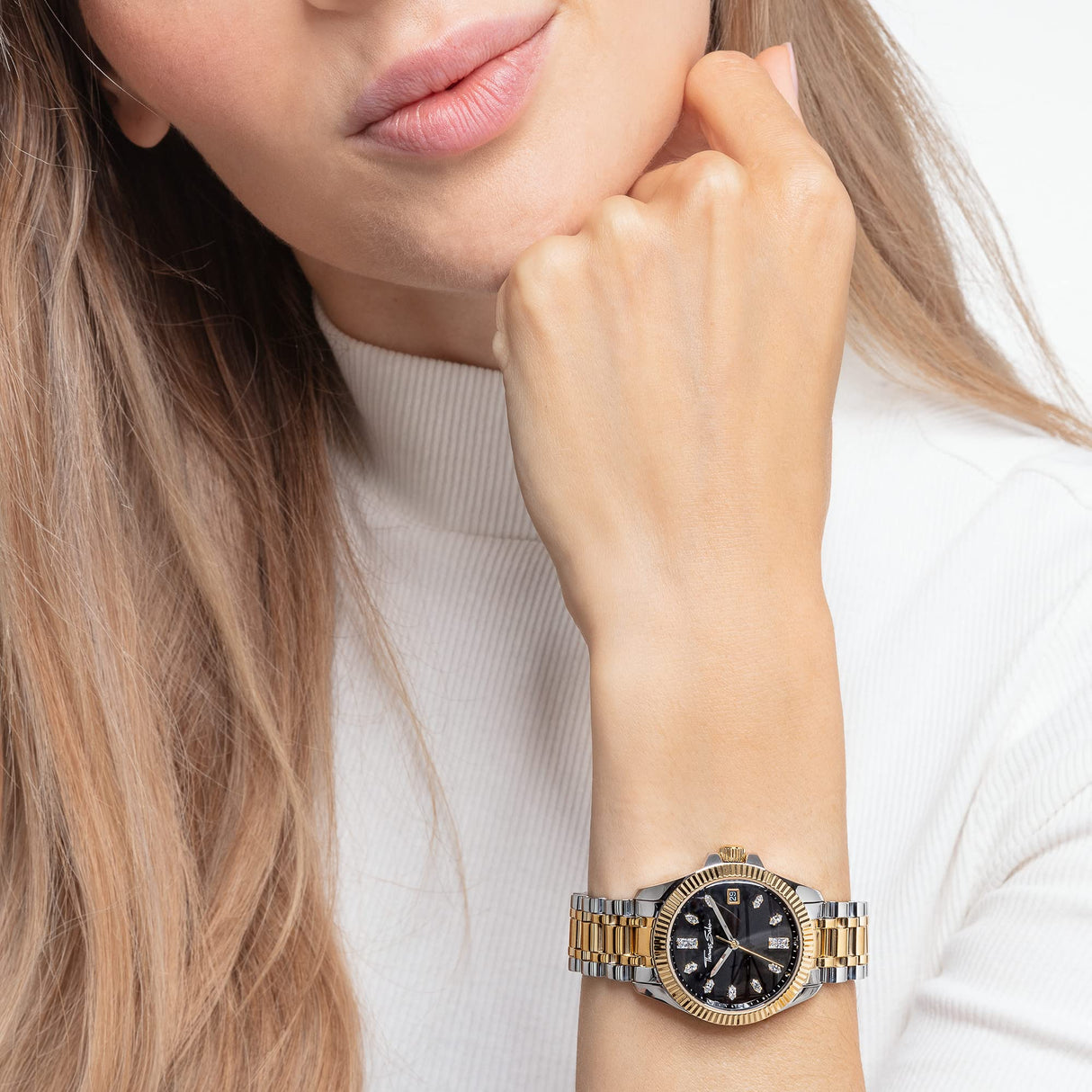 THOMAS SABO Reloj Analógico para Mujeres de Cuarzo con Correa en Acero Inoxidable WA0370-291-203-33 mm