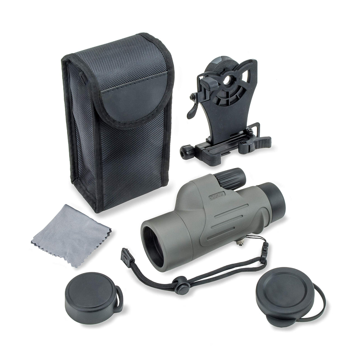 Carson MonoPix™ Monocular estanco de 8x42 mm, con Paquete de digiscoping para Smartphone (MP-842IS)
