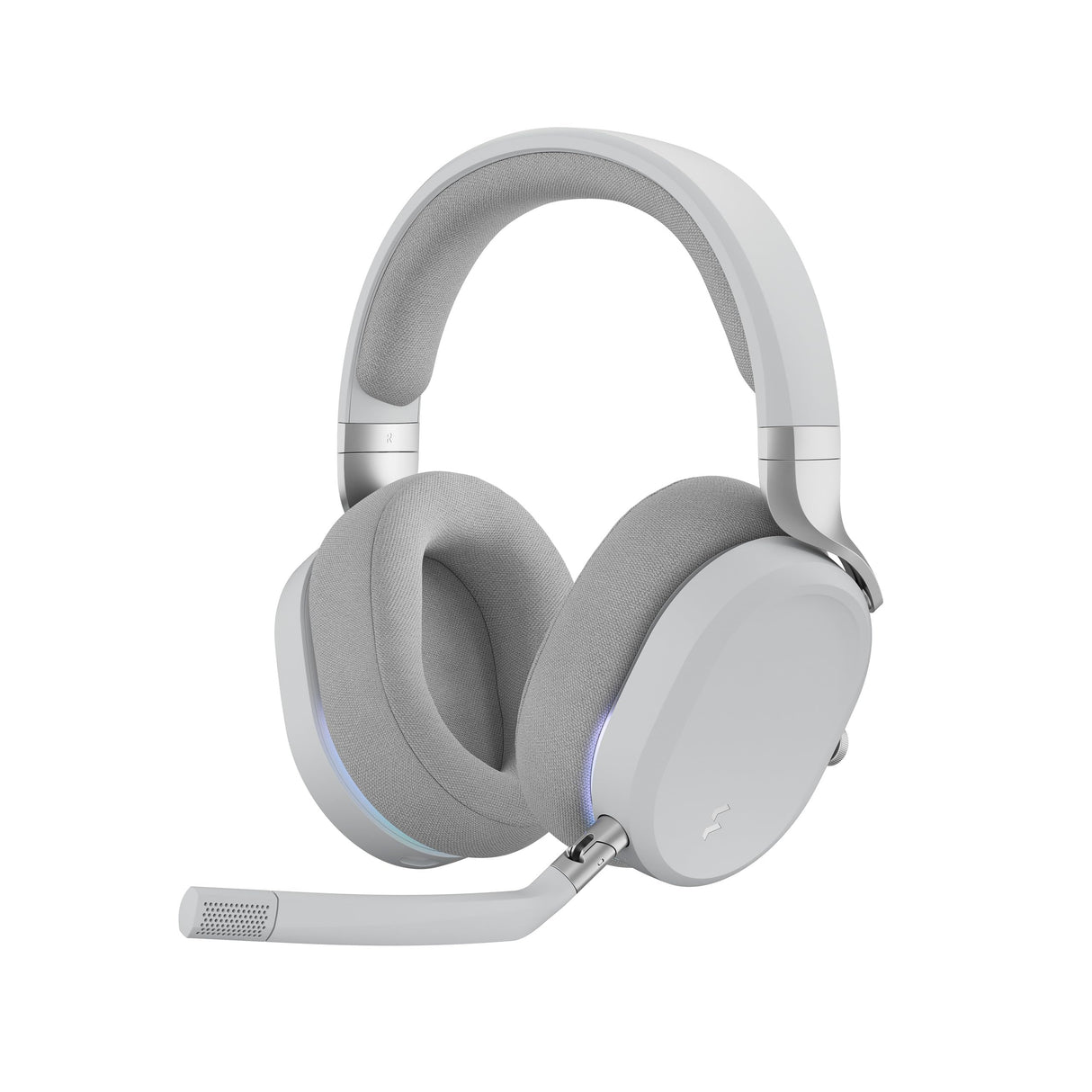 Fractal Design Scape Light - Auriculares inalámbricos para Gaming en PC - Micrófono Giratorio con Mute y antirruido - hasta 40 Horas de autonomía - Iluminación Ambiental configurable - Gris
