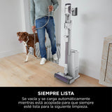 Shark Detect Clean & Empty Aspiradora sin Cable y sin Bolsa, tecnología Dirt Detect y Base de autovaciado de 2 l, 60 min. de autonomía, Anti Hair Wrap y Boquilla Estrecha y Cepillo, Blanco, IW3613EUT