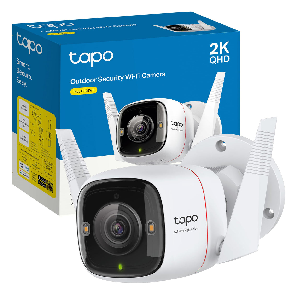 Tapo C325WB – Colorpro, 2K QHD, visión Nocturna con Colores Vivos, Resistente a la Intemperie, Audio bidireccional, detección de Movimiento, Compatible con Tarjeta SD de hasta 512GB, Control Remoto