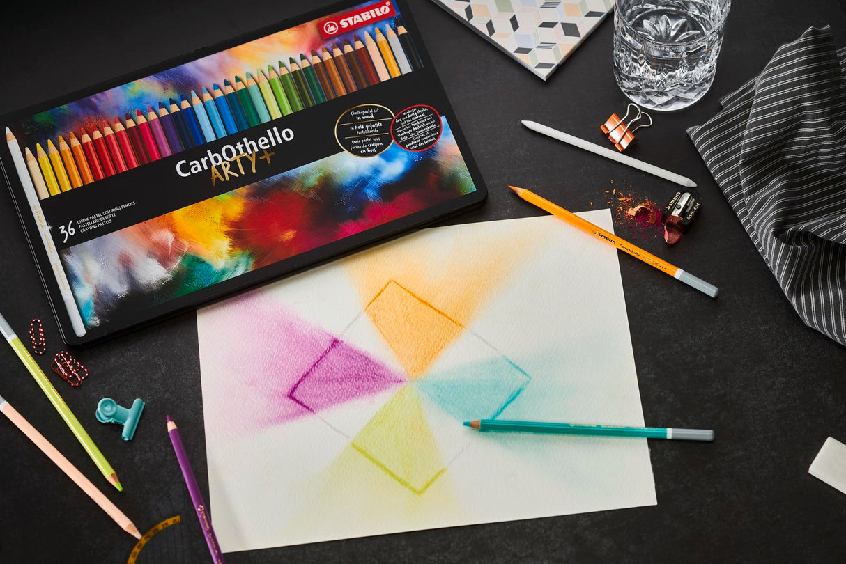 Lápiz de color tiza-pastel STABILO CarbOthello - Caja de metal con 60 colores