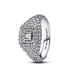 PANDORA Anillo de cóctel para mujer plata cuadrado pavé 193556C01, 52/16,6, Plata de ley, Zirconia cúbica