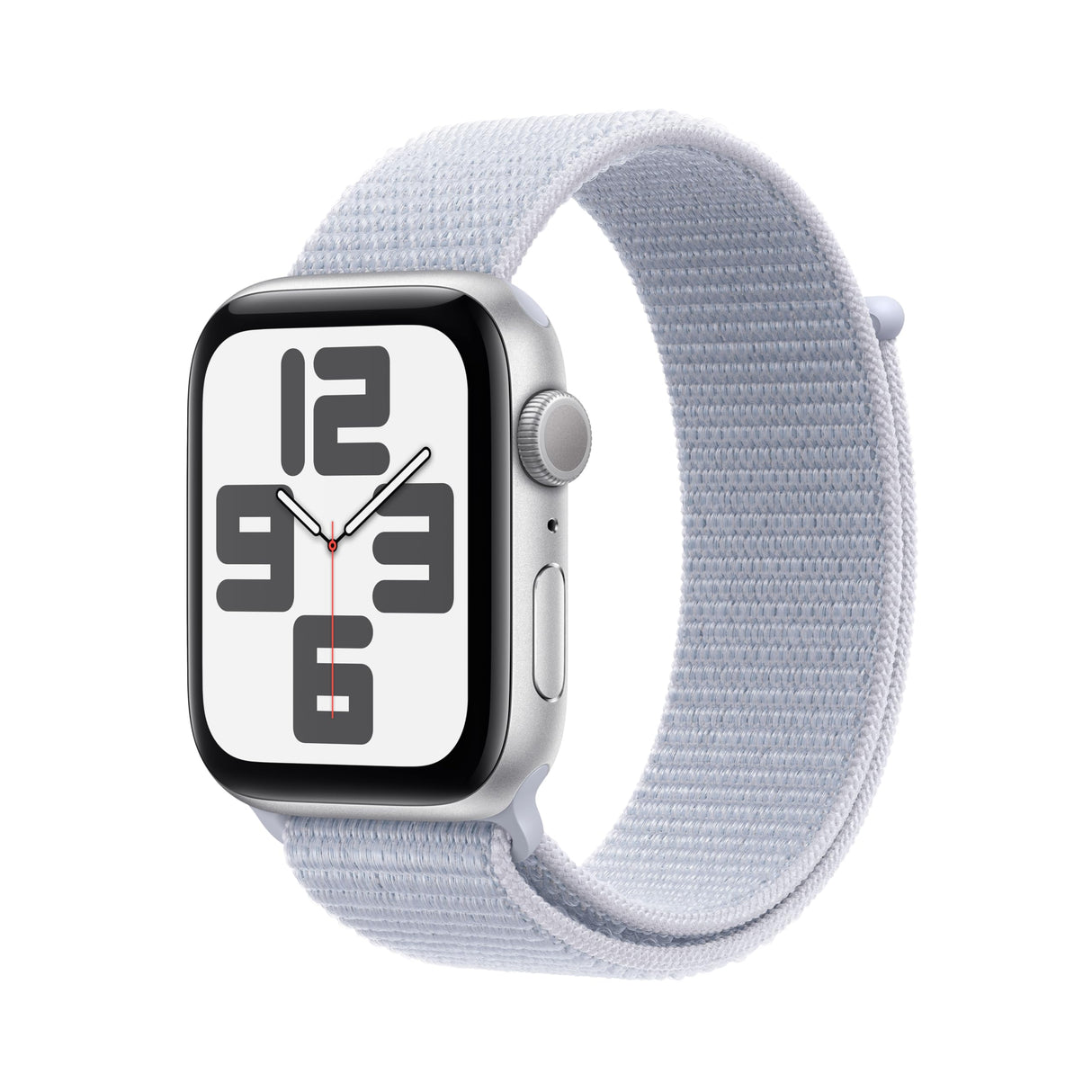Apple Watch SE de 2.ª generación GPS Smartwatch con Caja de Aluminio en Plata de 44 mm y Correa Loop Deportiva Azul Nube. Monitores de entreno y sueño y Neutro en Carbono
