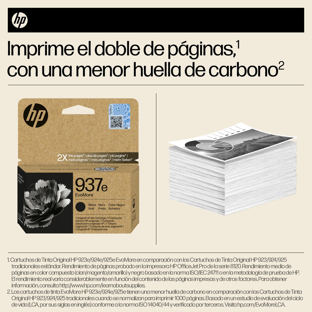 HP 937e EvoMore Negro 4S6W9NE, Cartucho de Tinta Original Compatible con Impresoras OfficeJet 9110, 9120, 9130, 9720 e 9730