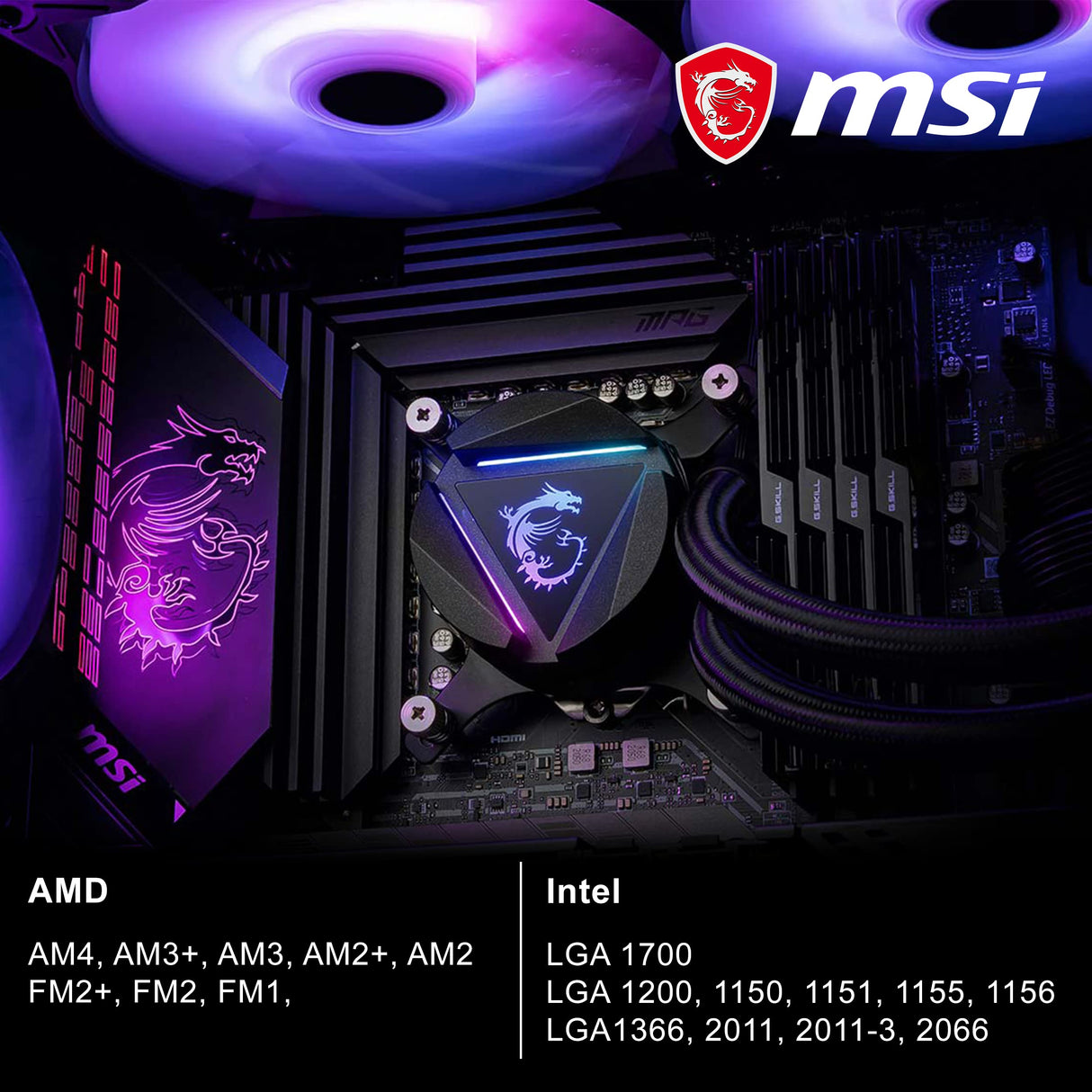 MSI MAG CORELIQUID 240R Refrigeración Líquida CPU AIO - Blockhead ARGB Giratorio, Bomba de Radiador Integrada, Flujo Dividido, Tubería a Prueba de Evaporación - Admite AMD e Intel