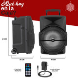 PYLE Sistema de Altavoces, PA,1200W, Bluetooth, Portatil, Recargable, Interiores, Exteriores, subwoofer de 12”, Tweeter de 1”, grabación, micrófono, Luces de Fiesta, Radio USB/SD, Negro