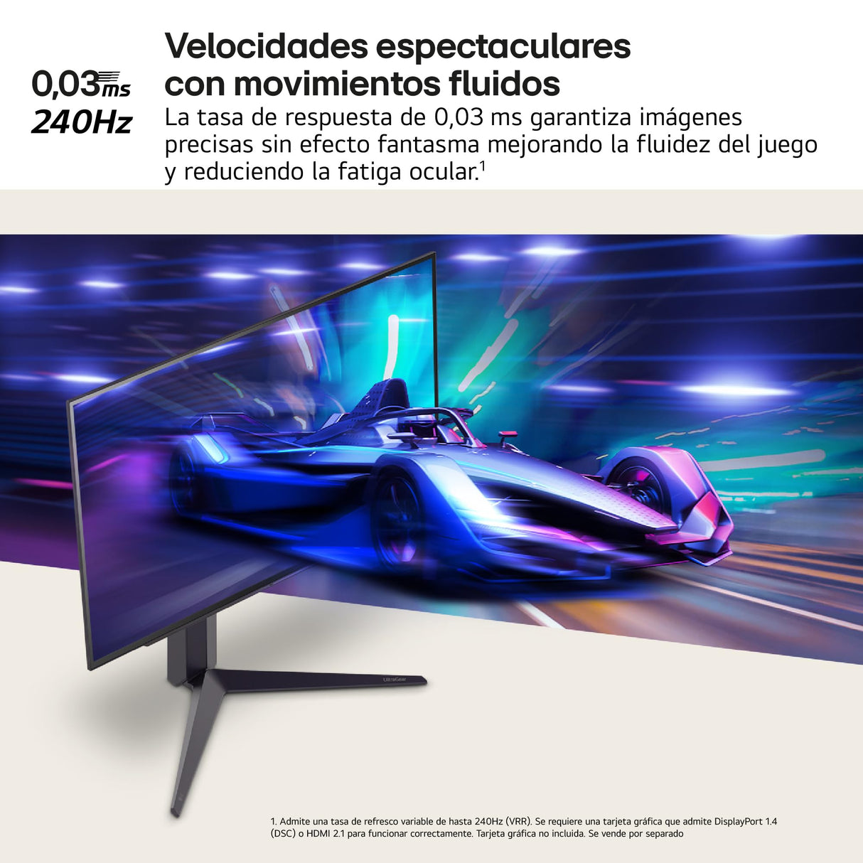 LG 27GS93QE-B - Monitor Ultragear, Monitor OLED, 27 Pulgadas, 2560x1440, 16:9, 0,03 ms, 240 Hz, Clasificación F, G-Sync Compatible y FreeSync Premium Pro, Morado Grisáceo, Negro - Flat