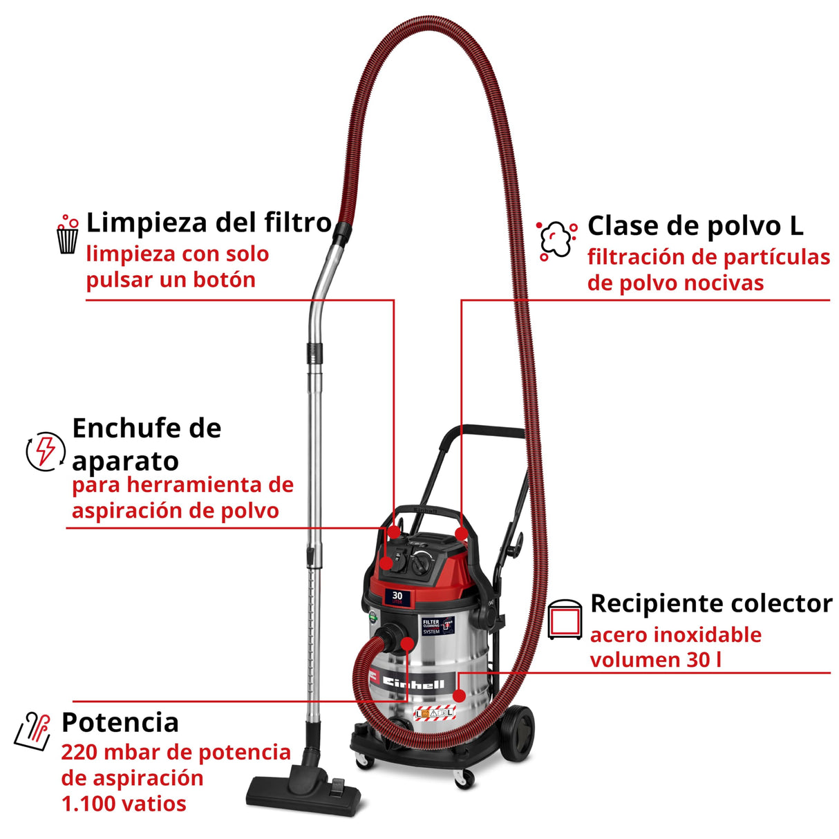 Einhell TE- VC 3080 SACL Aspirador en seco y húmedo
