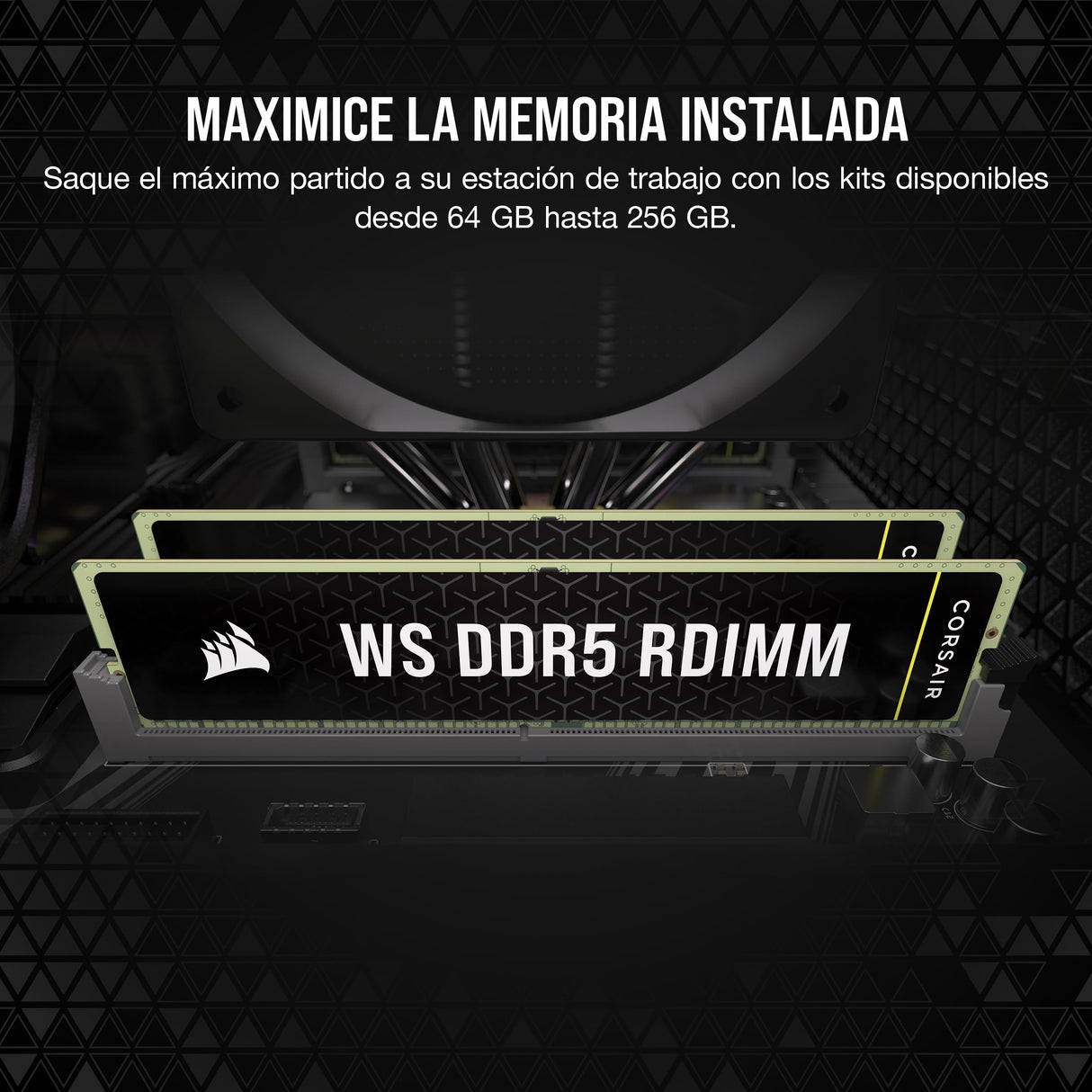 CORSAIR WS DDR5 ECC RDIMM 128GB (8x16GB) 5600MHz CL40 Intel XMP 3.0 Memoria para Estaciones de Trabajo - Negro (CMA128GX5M8B5600C40)