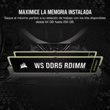 CORSAIR WS DDR5 ECC RDIMM 128GB (8x16GB) 5600MHz CL40 Intel XMP 3.0 Memoria para Estaciones de Trabajo - Negro (CMA128GX5M8B5600C40)