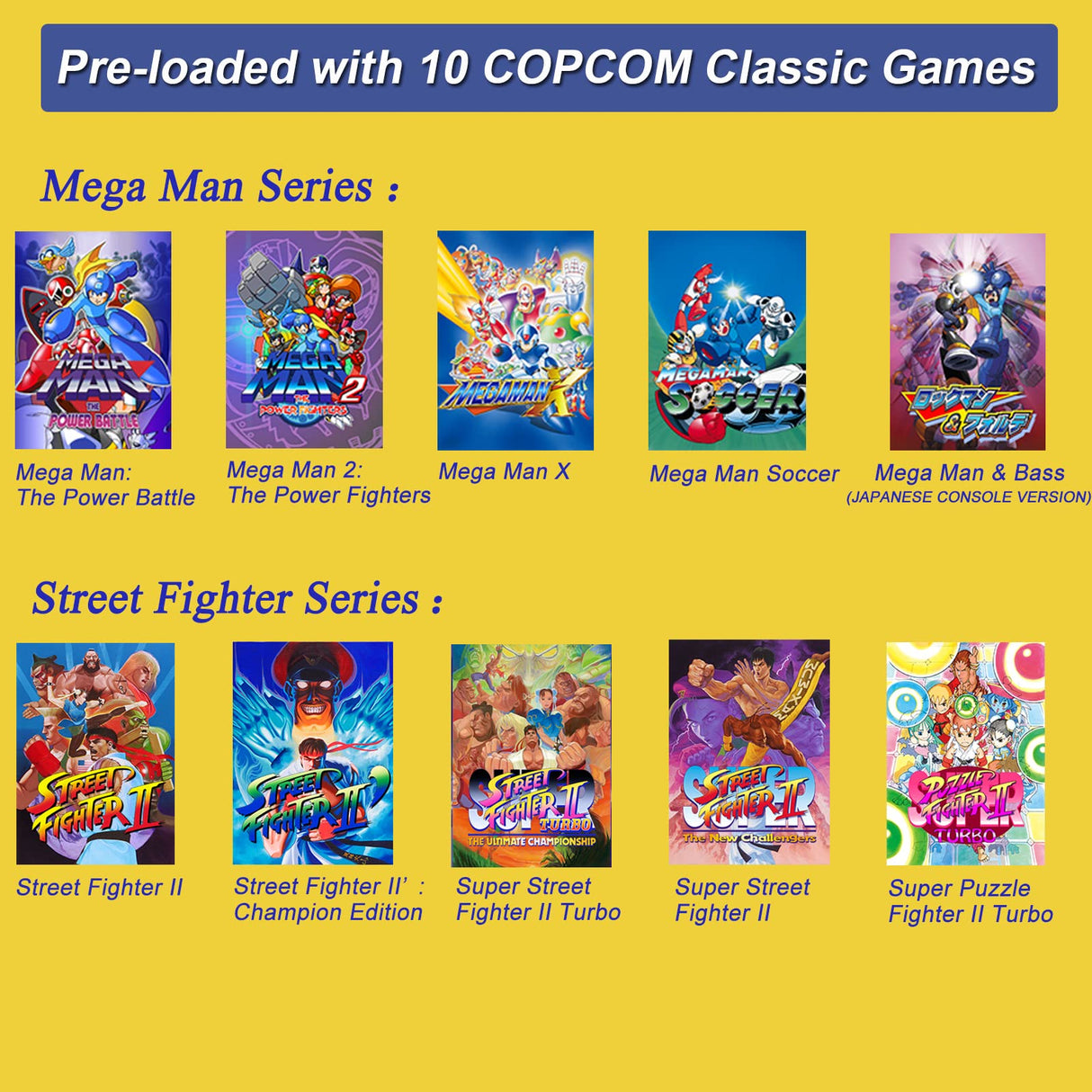 RETRO STATION Capcom Consola Arcade, Precargado con 5 Juegos de la Serie Street Fighter y 5 Juegos de la Serie Mega Man