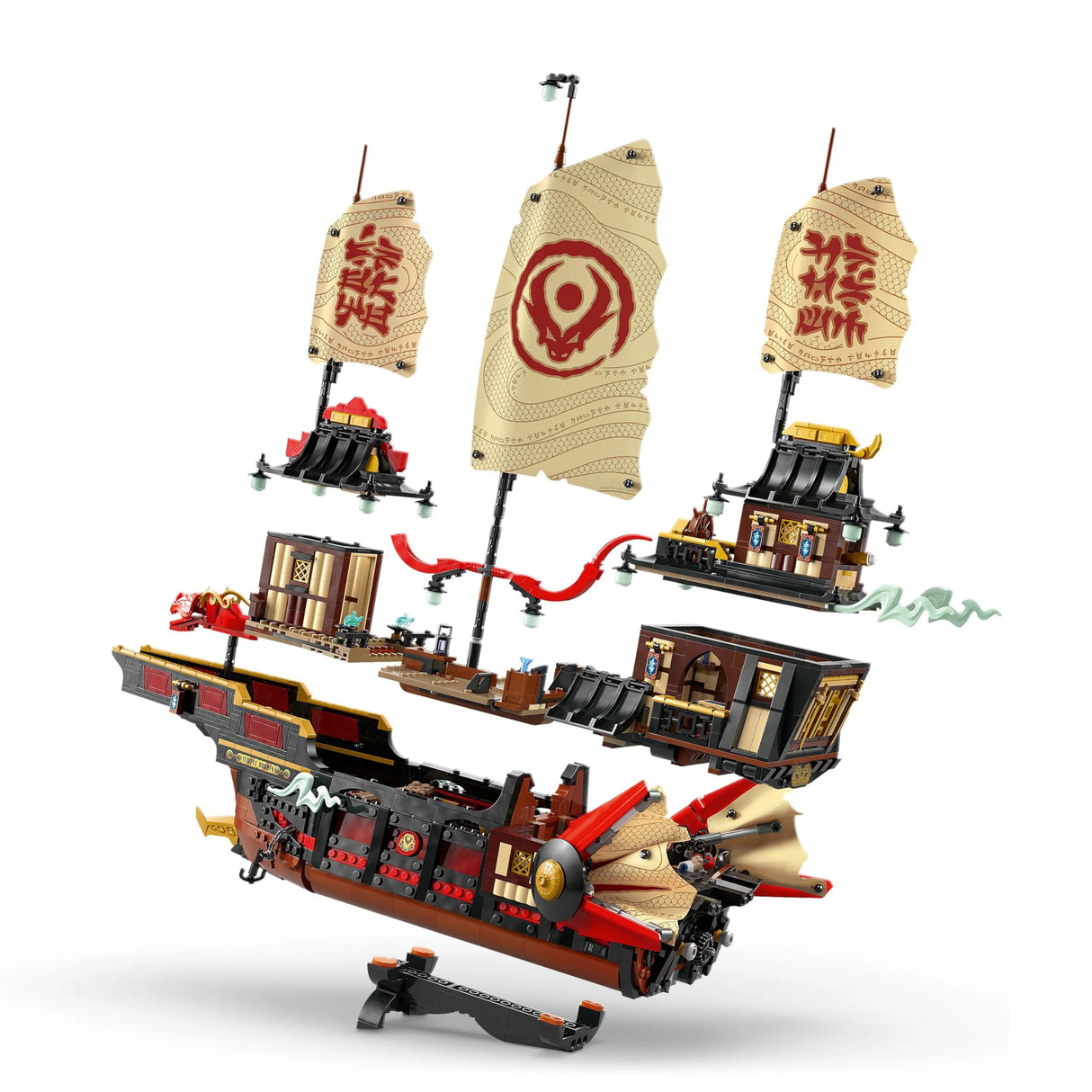 LEGO Ninjago Bounty del Templo - Barco de Juguete Interactivo con Techo Desmontable y 6 Minifiguras Inc. Cole, Zane y NYA - Regalo para Chicos de 14+ Años Fans de El Renacer de los Dragones 71848