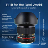 Rokinon FE14M-MFT F2.8 - Lente Ultra Ancha de 14 mm para Montaje Micro de Cuatro tercios y Lente Fija para cámaras Olympus/Panasonic Micro 4/3, Color Negro