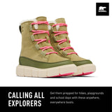 Sorel Explorer 3 Lace WP, Botas de moda, Unisex niños, Savory Bleached Ceramic Toddler, 31 EU