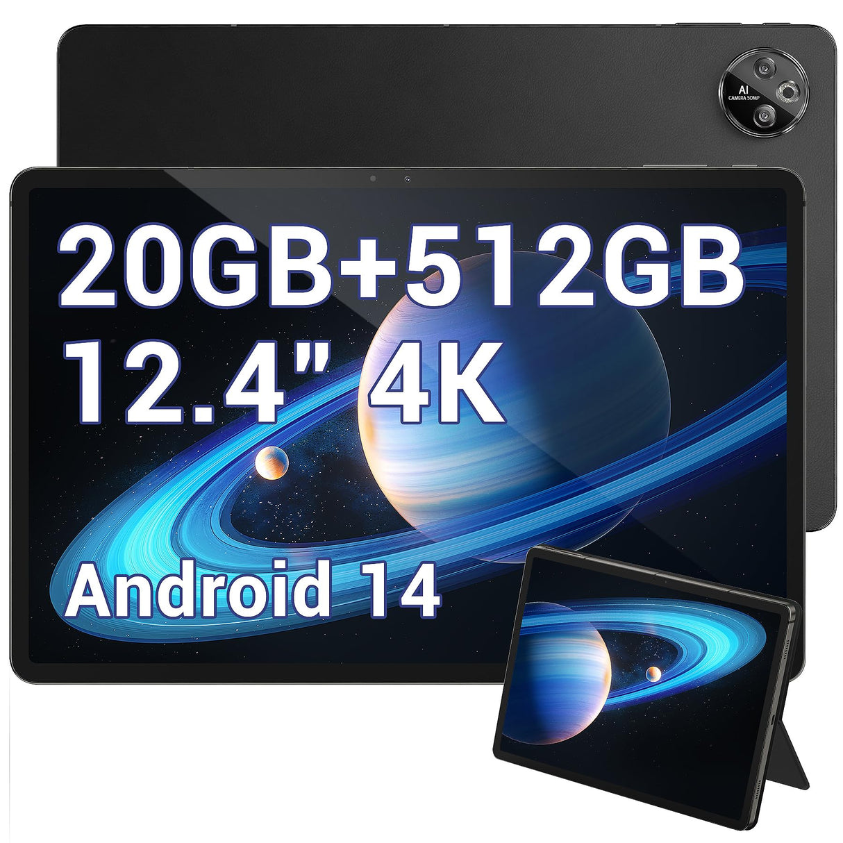 DOOGEE T30 MAX Android 14 Tablet PC 2024, 4K 12.4 Pulgadas 20GB RAM + 512GB ROM 2TB, 10800mAh/33W, 50MP+20MP Front, Helio G99 Octa Core, 2560 * 1600, Widevine L1, 4G LTE/5G WiFi/OTG/GPS