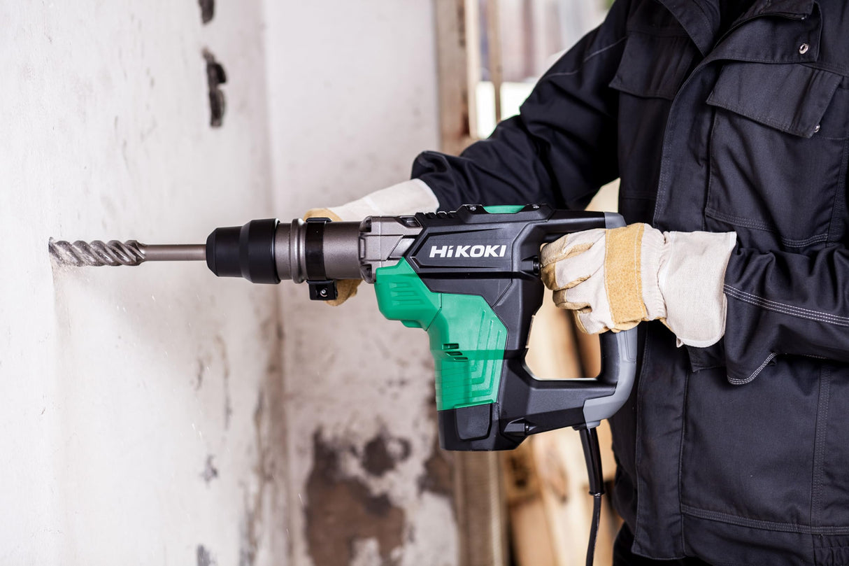 HiKOKI Martillo perforador y cincelador SDS-Max - 1100 W, 7,1 J de energía de impacto, 40 mm de diámetro de perforación, 2800/min de tasa de impacto - Baja vibración, mango ergonómico - Incl. maletín