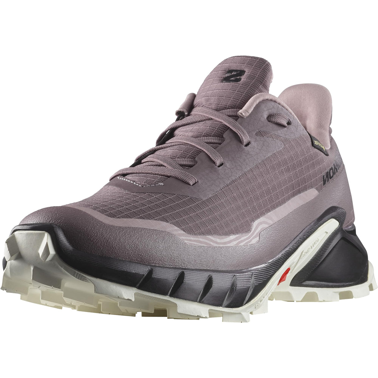 Salomon ALPHACROSS 5 GORE-TEX, Zapatos de senderismo para Mujer, Moonscape Black White, 39 1/3 EU