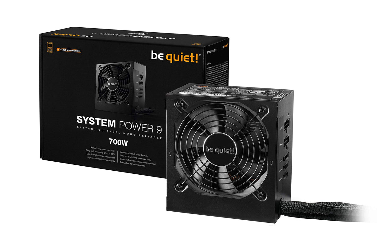 be quiet! System Power 9 700W CM Fuente de alimentación PC ATX, 80 Plus Bronze, eficiencia hasta 89%, cableado semimodular, Ventilador silencioso 120mm