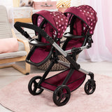 Bayer Design 26723AA Twin Xeo Cochecito de muñeca gemelas, Carrito Doble para muñecos, Altura Regulable, Ruedas Delanteras móviles, Bolsa