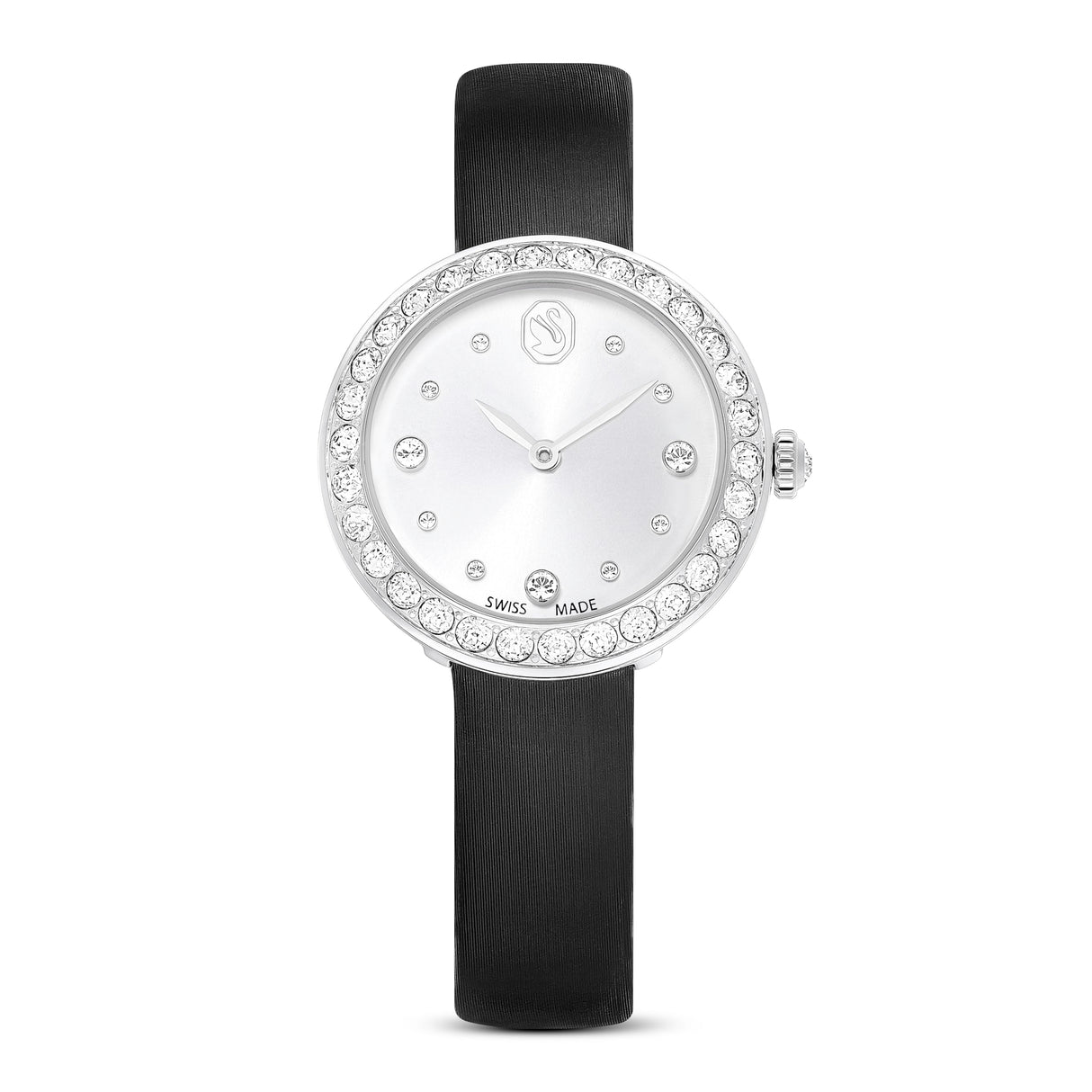 Swarovski Reloj Matrix Tennis, Fabricado en Suiza, Correa de Piel, Negro, Acero Inoxidable