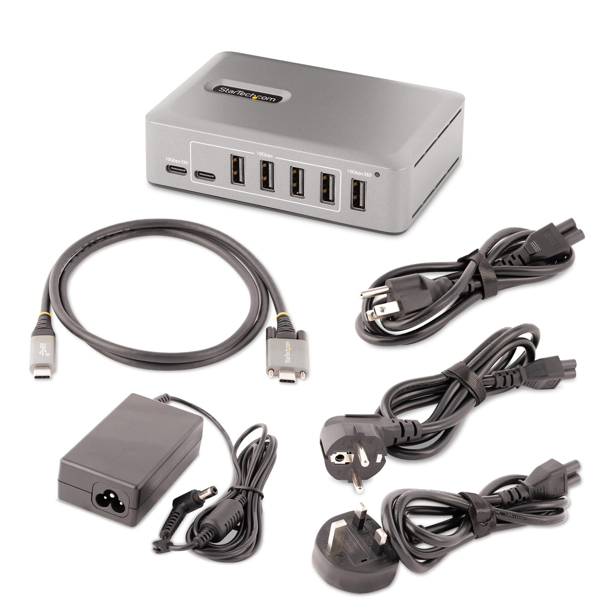 StarTech.com Hub Concentrador USB-C de 10 Puertos - 8X USB-A/2x USB-C - con Fuente de 65W - USB 3.1 10Gbps - Ladrón USB Tipo C con Certificación USB-IF - Multiplicador USB C (10G5A2CS-USB-C-HUB)