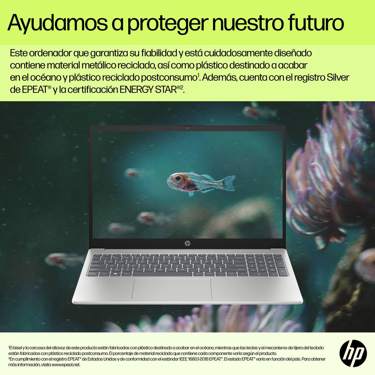 HP 15-fd2012ns - Ordenador portátil de 15.6" FHD (Intel Ultra 7-255U, 32GB RAM, 1TB SSD, Intel Iris Xe Graphics, Sin Sistema operativo) Plata y Azul - Teclado QWERTY Español