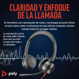 Auricular Poly Blackwire 8225 de primer nivel con cable - Cancelación activa de ruido - Estéreo de alta fidelidad - Se conecta a PC/Mac - Funciona con Teams y Zoom