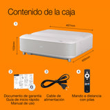 Epson Lifestudio Grand EH-LS670W Blanco Diamante, proyector láser Inteligente de Distancia ultracorta, 4K Pro UHD, Sound by Bose, Google TV, Pantallas de hasta 120″, 5 años de garantía*