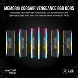 Corsair Vengeance RGB DDR5 64GB (2x32GB) 6400MHz C32 Intel Memoria per Desktop (Regulación de Voltaje a Bordo, Perfiles XMP 3.0 Personalizados, Factor de Forma Compacto, Optimizadas para Intel) Negro